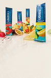 A Line Up of Sticks of Liquid I.V.® Hydration Multiplier Sugar-Free (Left to Right): Lemon Lime, White Peach, Green Grape