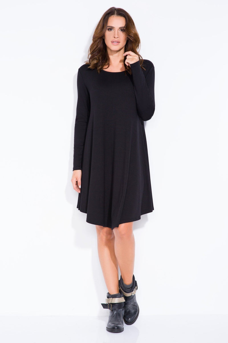 Black Loose Dress With Long Sleeves – So Chic Boutique