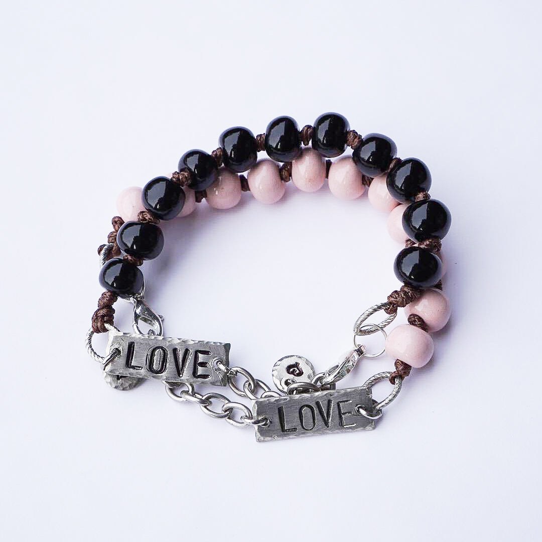 SwaziMUD Big Bead Bracelet Cream