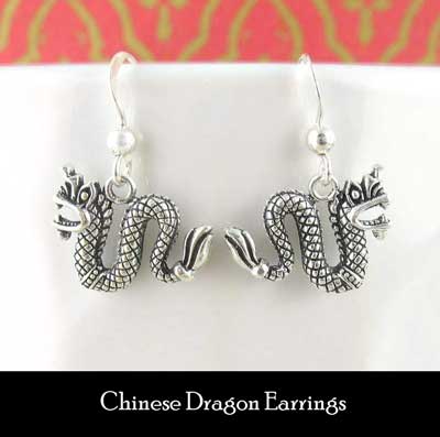 Chinese dragon dangle earrings