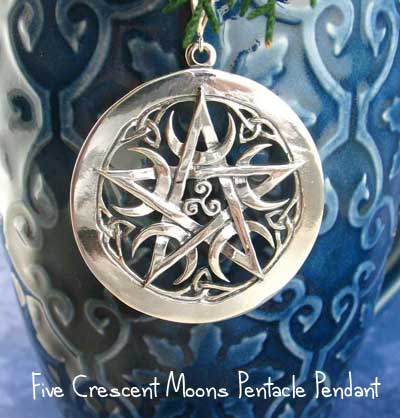 Five Crescent Moons Pentacle Pendant