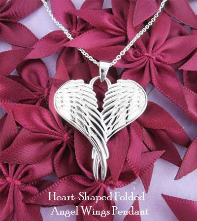 Heart-Shaped Folded Angel Wings Pendant