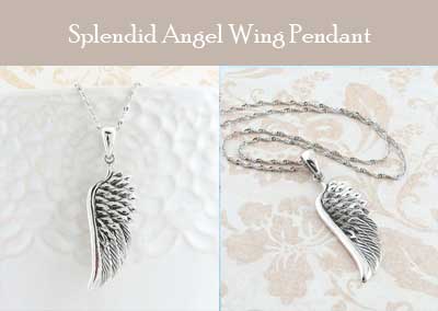 Splendide pendentif aile d'ange