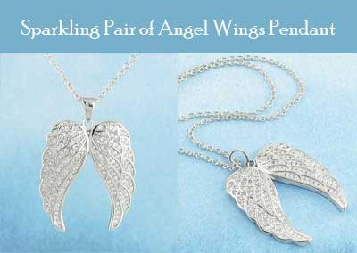 Pendentif paire étincelante d’ailes d’ange