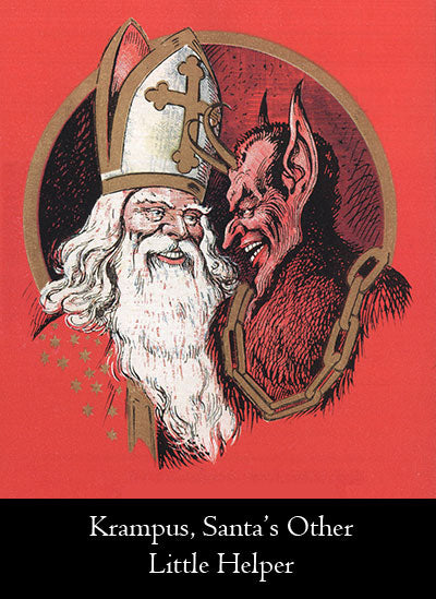 St. Nicholas and Krampus, Austrian postcard