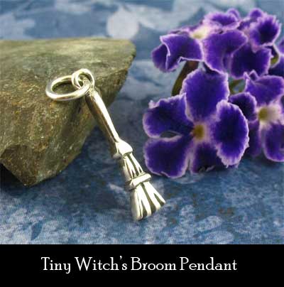 tiny witch's broom pendant