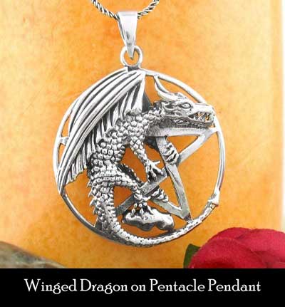 winged dragon pentacle pendant