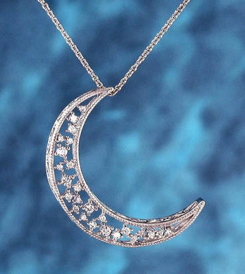 Silver Crescent Moon Necklace Moon Charm Necklace Large Double Horn Necklace  - Etsy