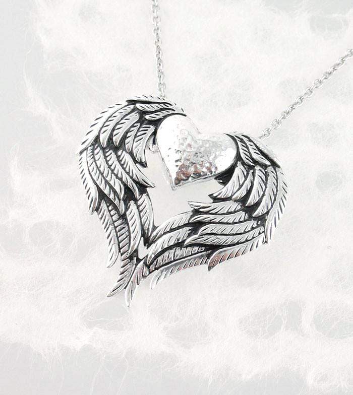 Love Of Angels Heart Shaped Wings Pendant Sterling Silver Free Shipping Usa Woot Hammy