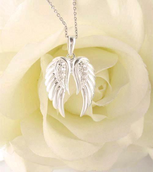 Pair of Angel Wings Pendant, Luminous Sterling Silver | FREE Shipping ...