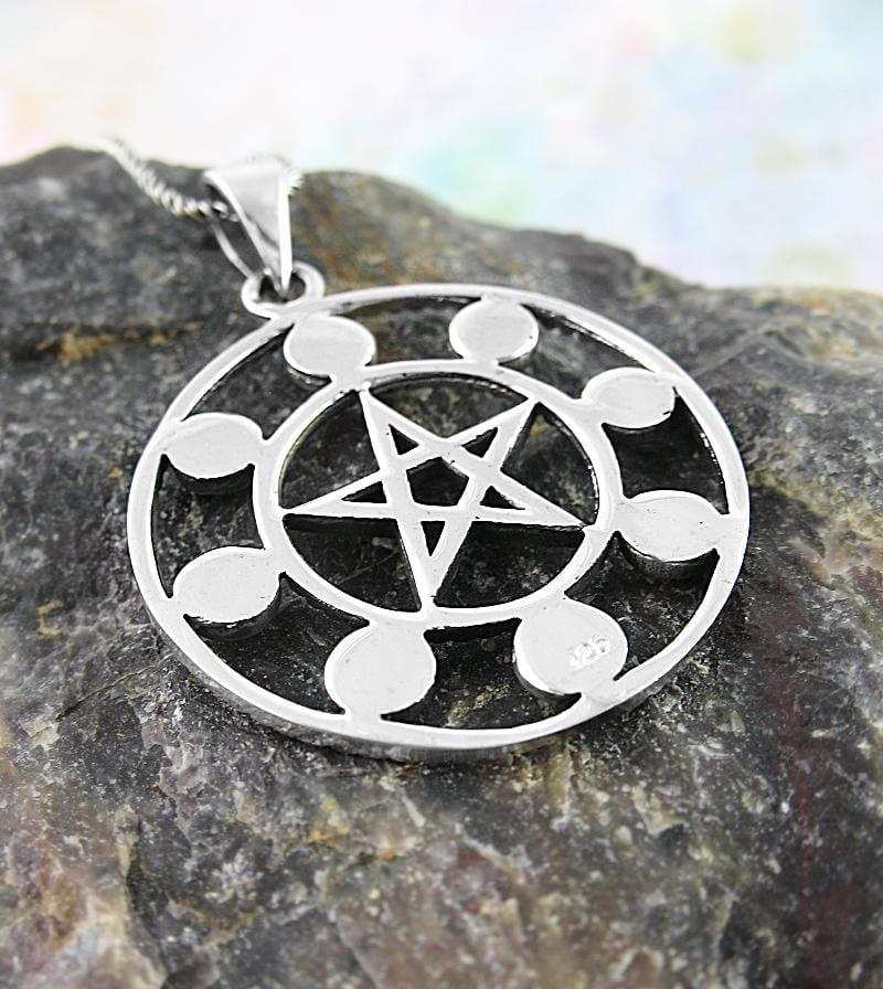 pentagram moon necklace