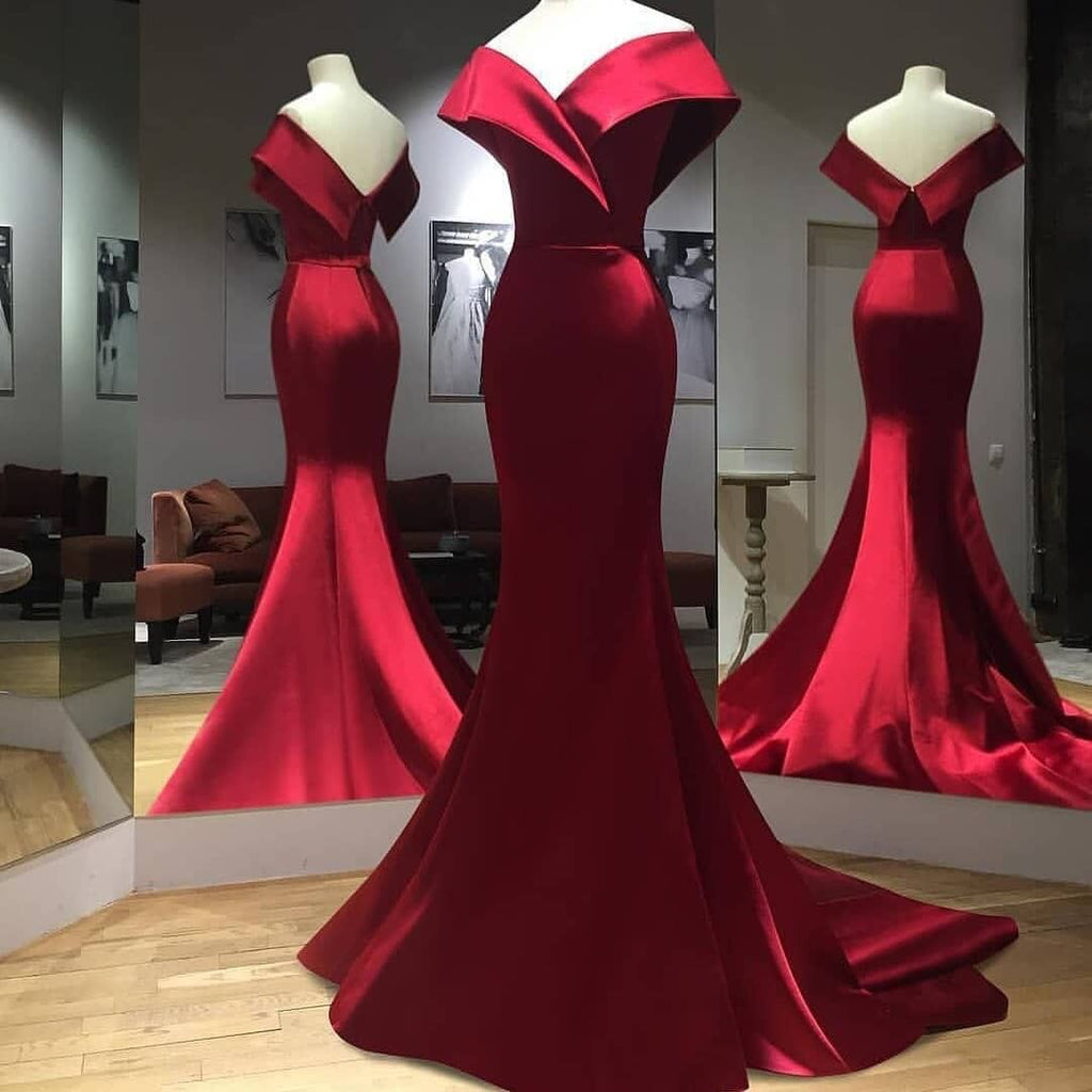 red elegant gown