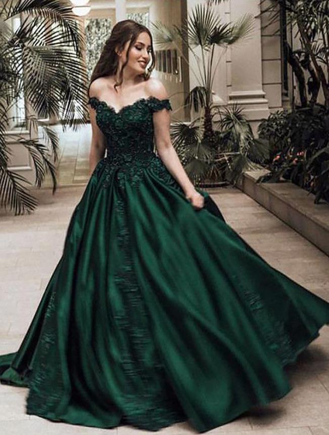 satin hunter green dress