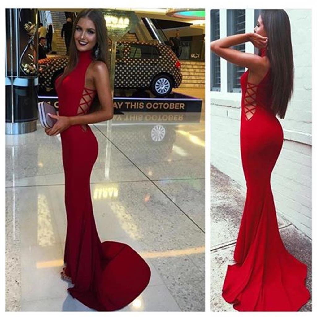 tight red prom dresses