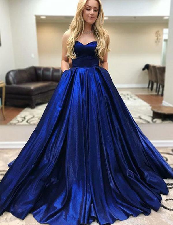 blue strapless formal dress