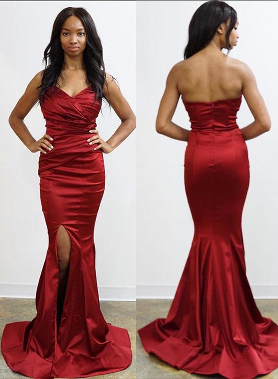 burgundy bodycon prom dress