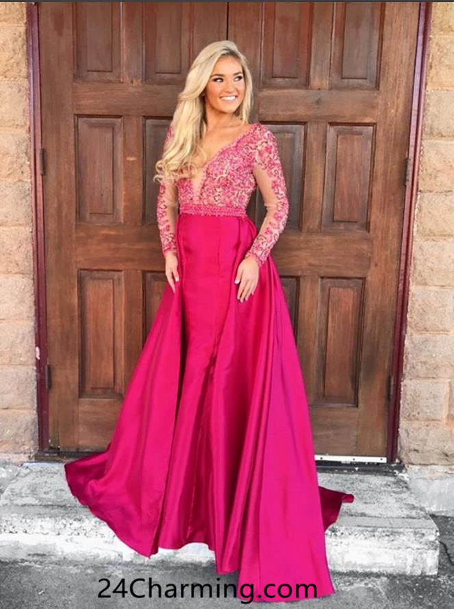 long sleeve pageant dress