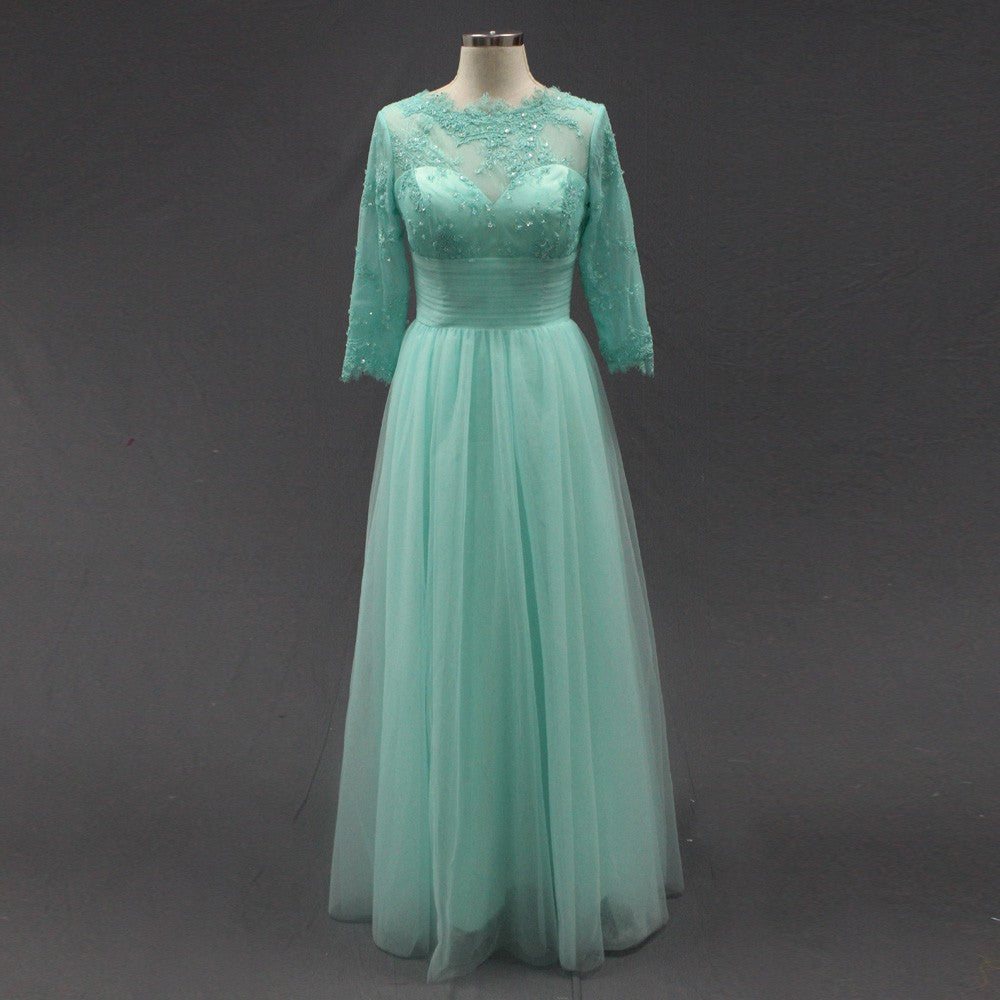 mint green and black prom dress