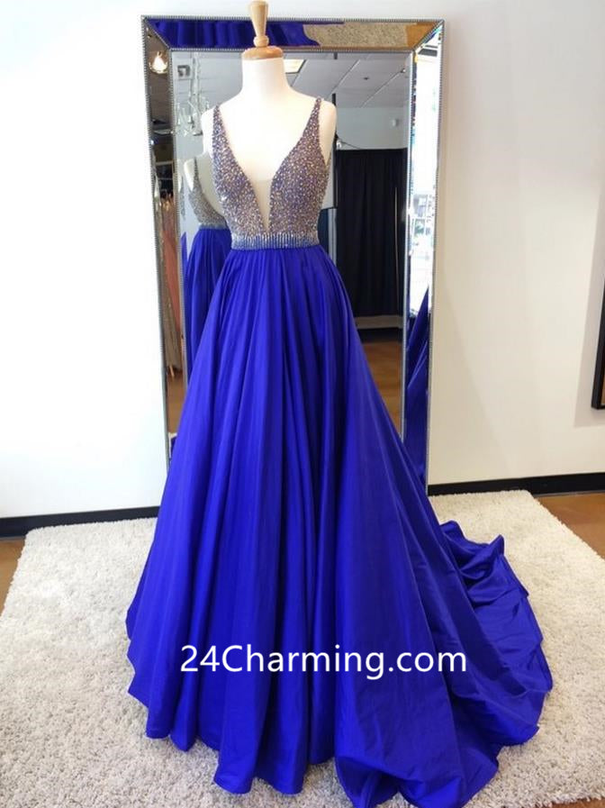 red and blue prom dress