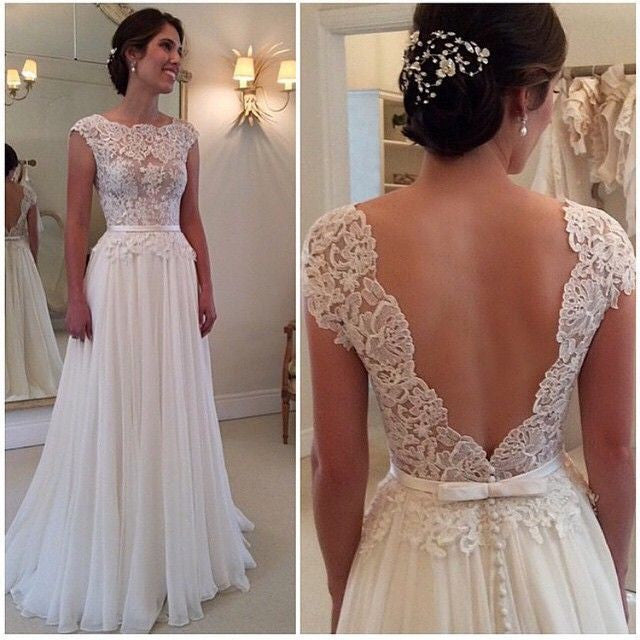 wedding dress with lace bodice