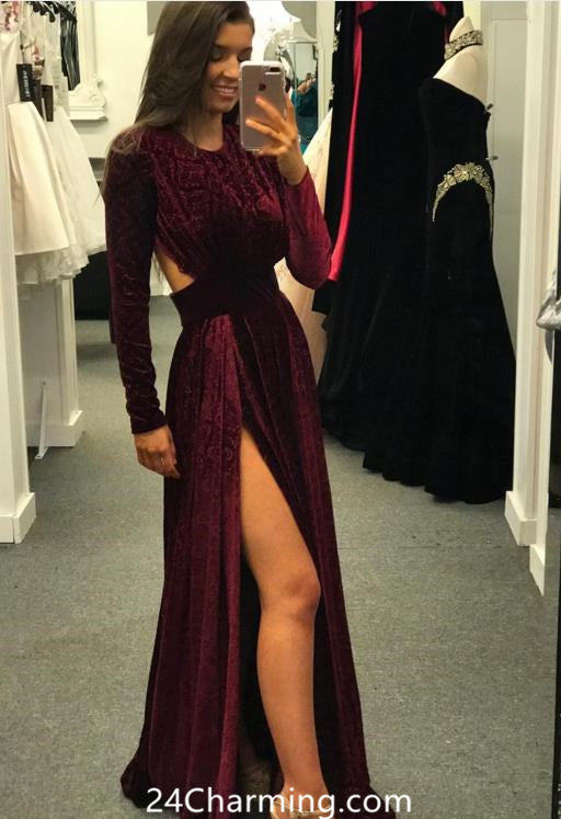 burgundy red velvet dress