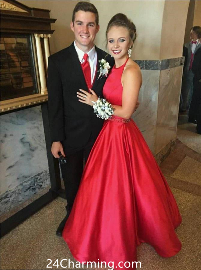 red pageant gown