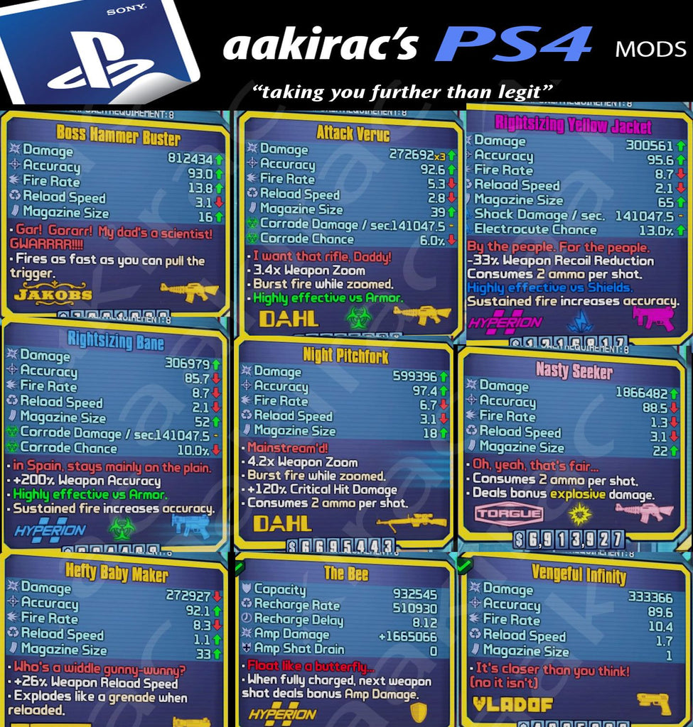 PS4/5) Borderlands 2 Modded Weapon Bundle – - Save Mods & Diablo 3 Mods