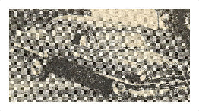 1953 Plymouth flying in Sydney.