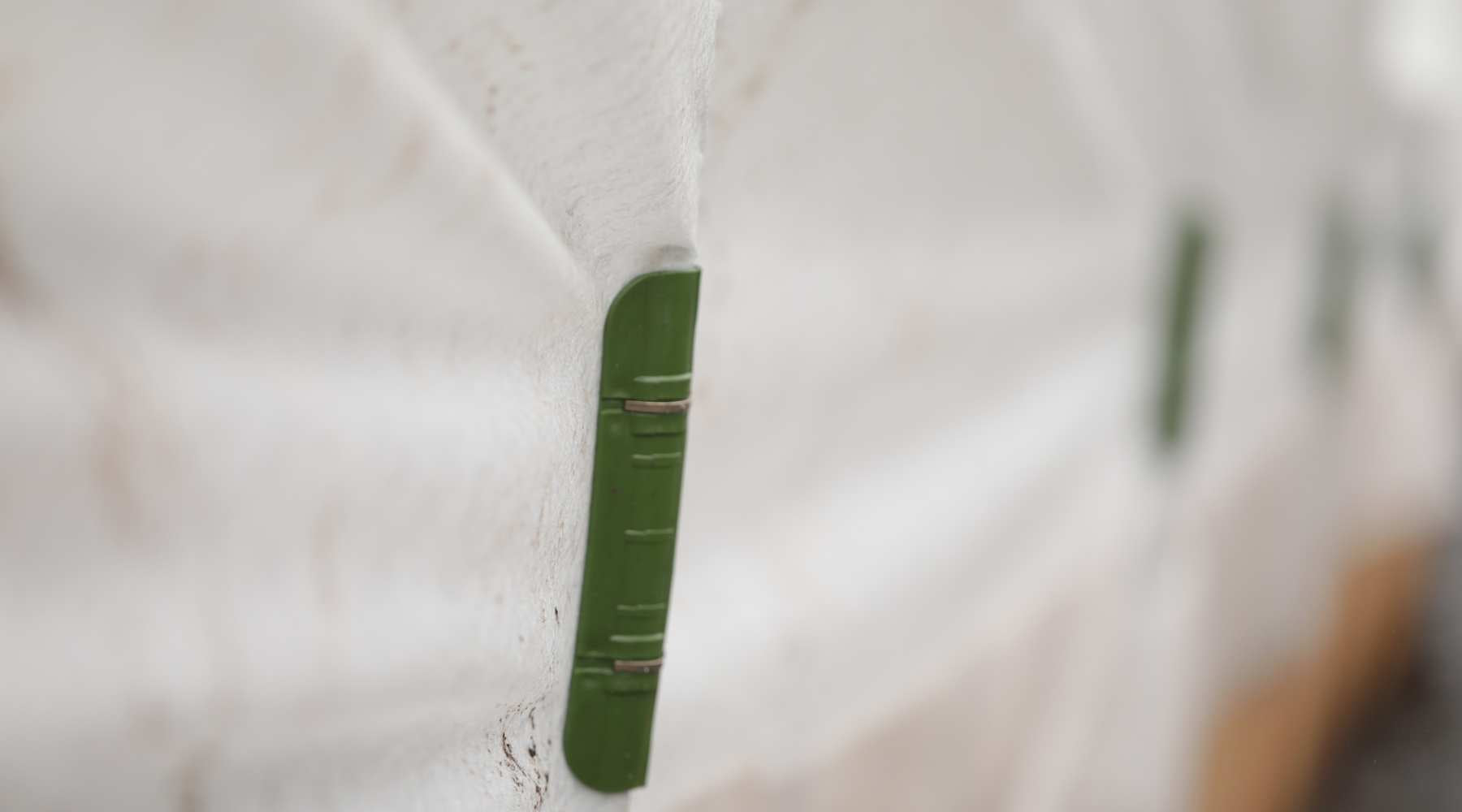 closeup view of snap clamps on low tunnel