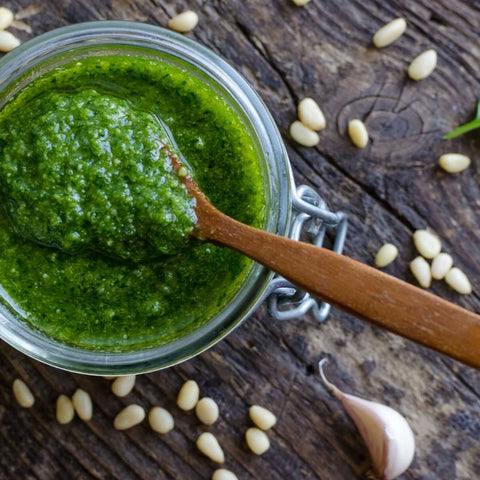 pesto with microgreens