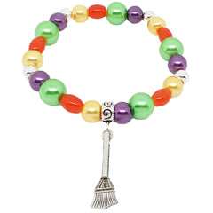AVBeads Bead Statement Bracelets - Stackable Beaded Stretch Bangles Shiny Glass with Charm