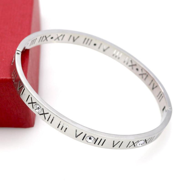 Roman Numerals Pierced Hinged Bangle 