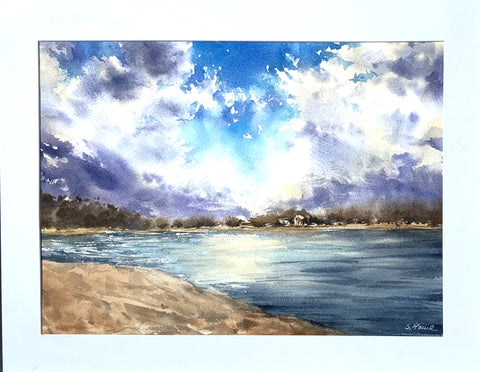 " Clouds " Framed, Original Watercolor by Artist: Svetlana Howe, LookOut  Lake, Snowy Range Mountains,  Wyoming