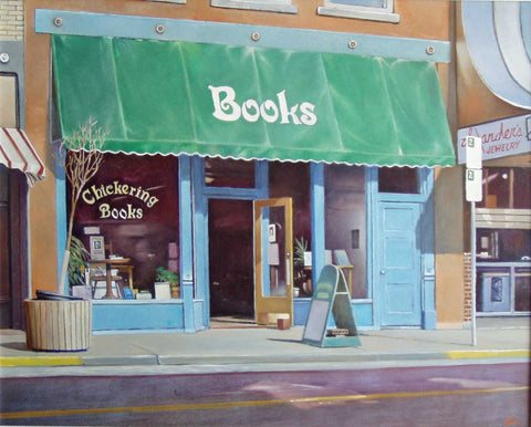 The Book Store - Original Oil by Jerry Glass, Laramie, Wyoming