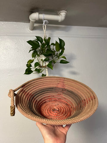 Pink ranch cowboy nylon rope basket for display or decoration