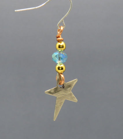 Shooting Star/Sterling Silver Light Blue Crystal Bead Earrings