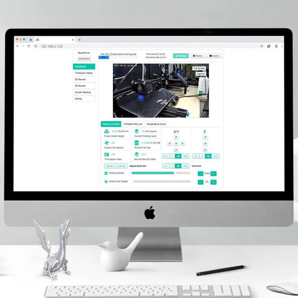 Contrôle d'impression 3D sur le web - caméra impression 3D