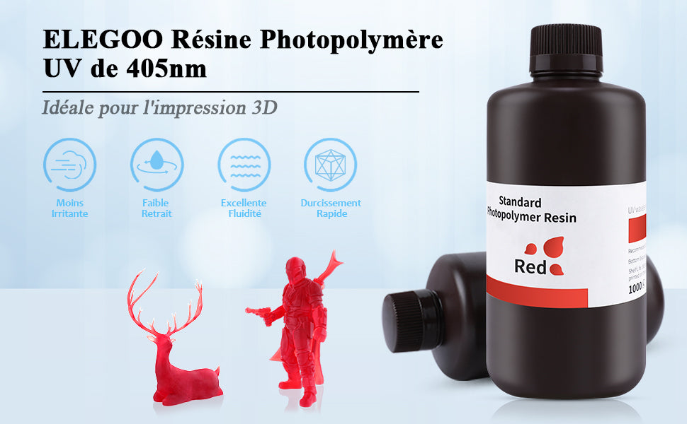 Elegoo Resina Uv Standard Rosso Trasparente 1kg - 3DMadeUp