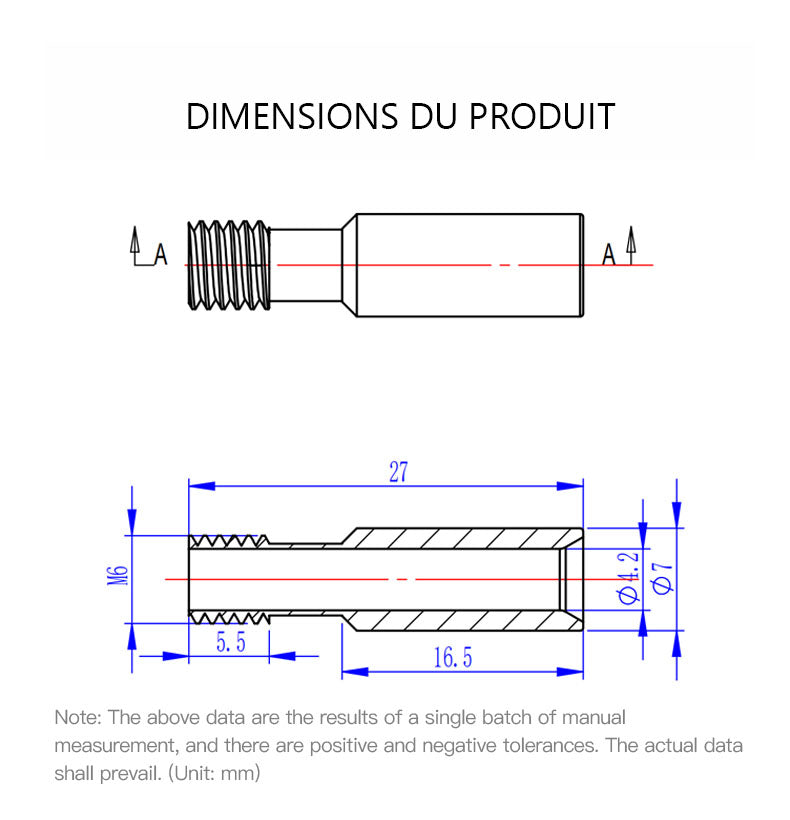 Dimensions throat tube