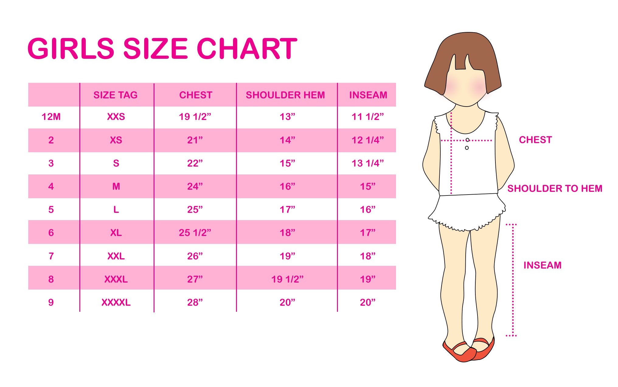 Pretty Girl Size Chart