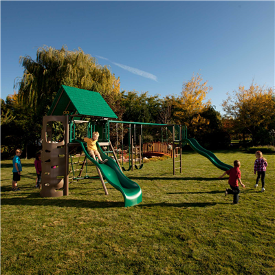 double slide deluxe swing set