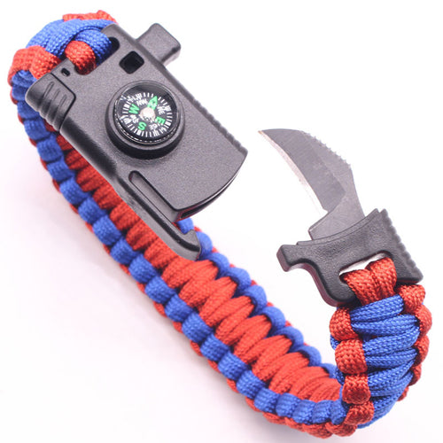 Outdoor Paracord Survival Bracelet with Embedded Compass