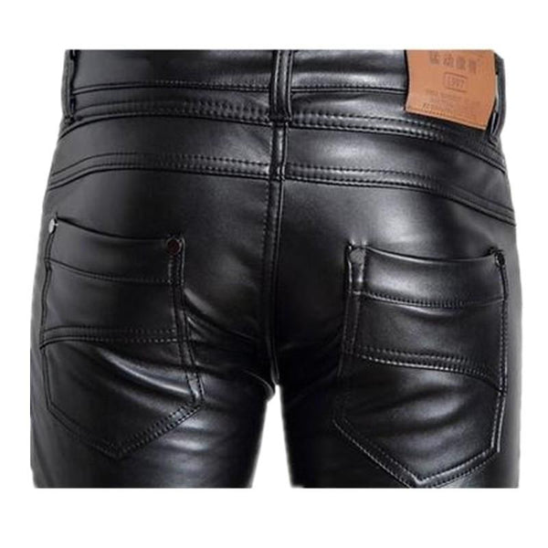 mens faux leather skinny jeans