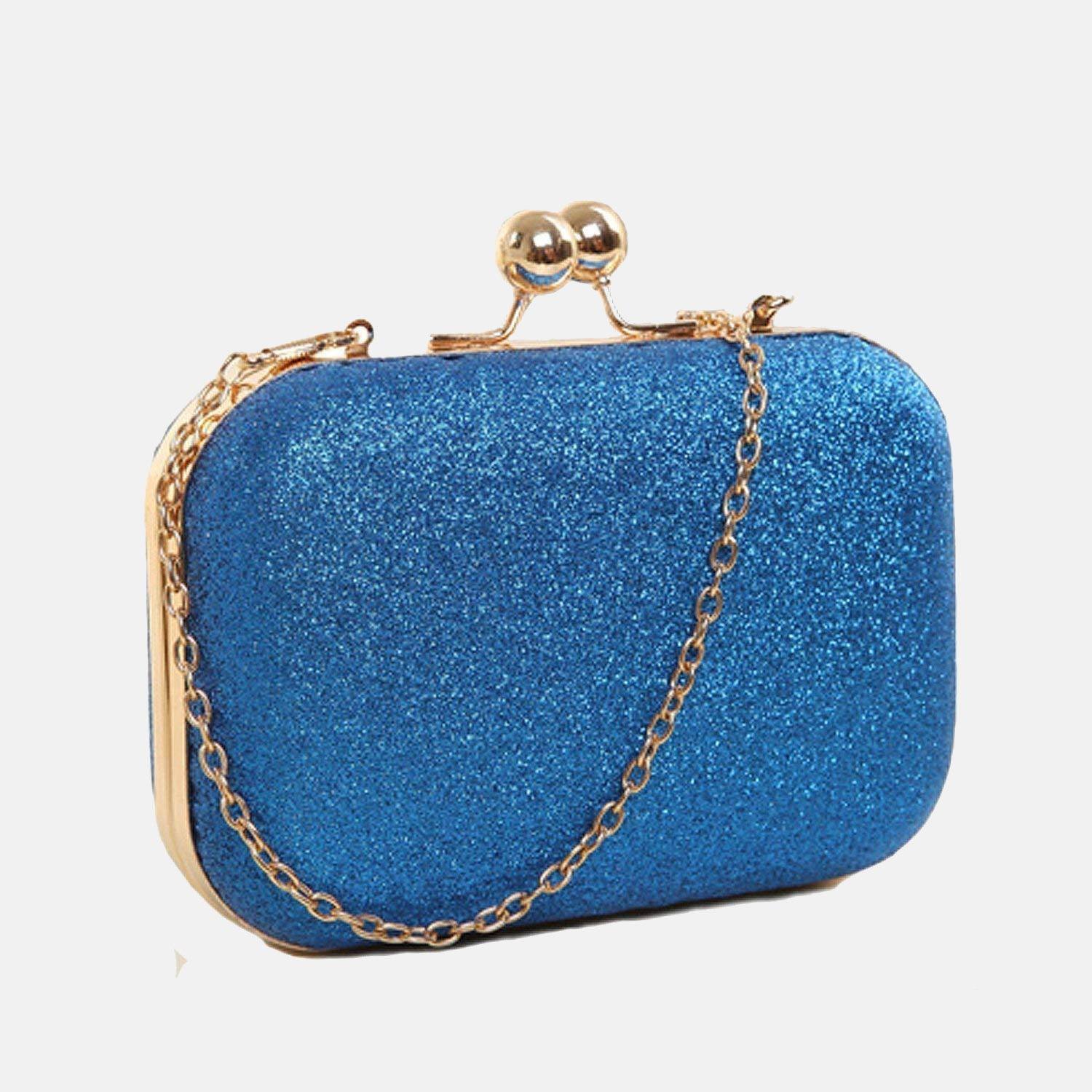 small blue clutch bag