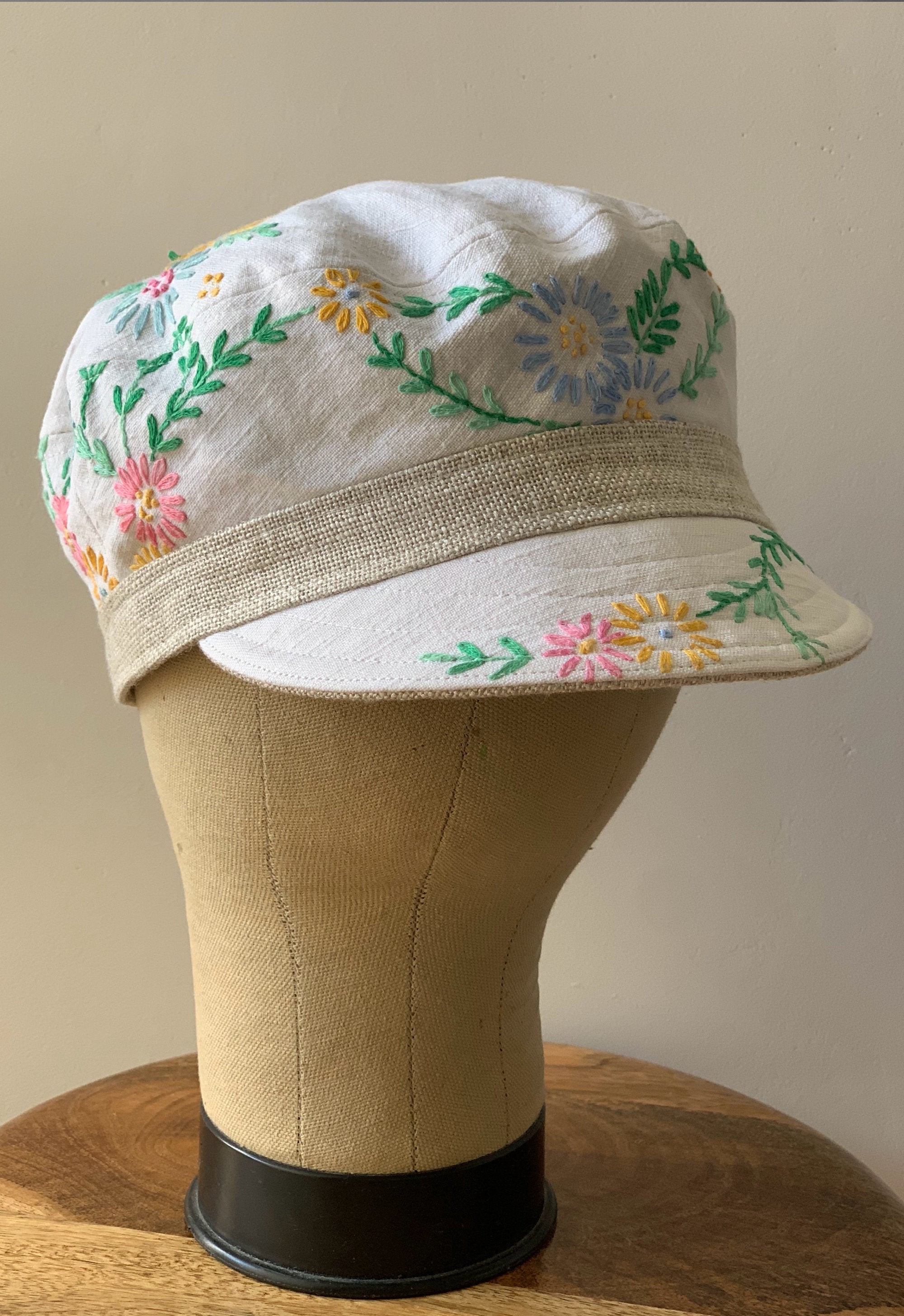 Anna Chocola Brighton Millinery hat made from embroidered cloth for fashion and textile Museum