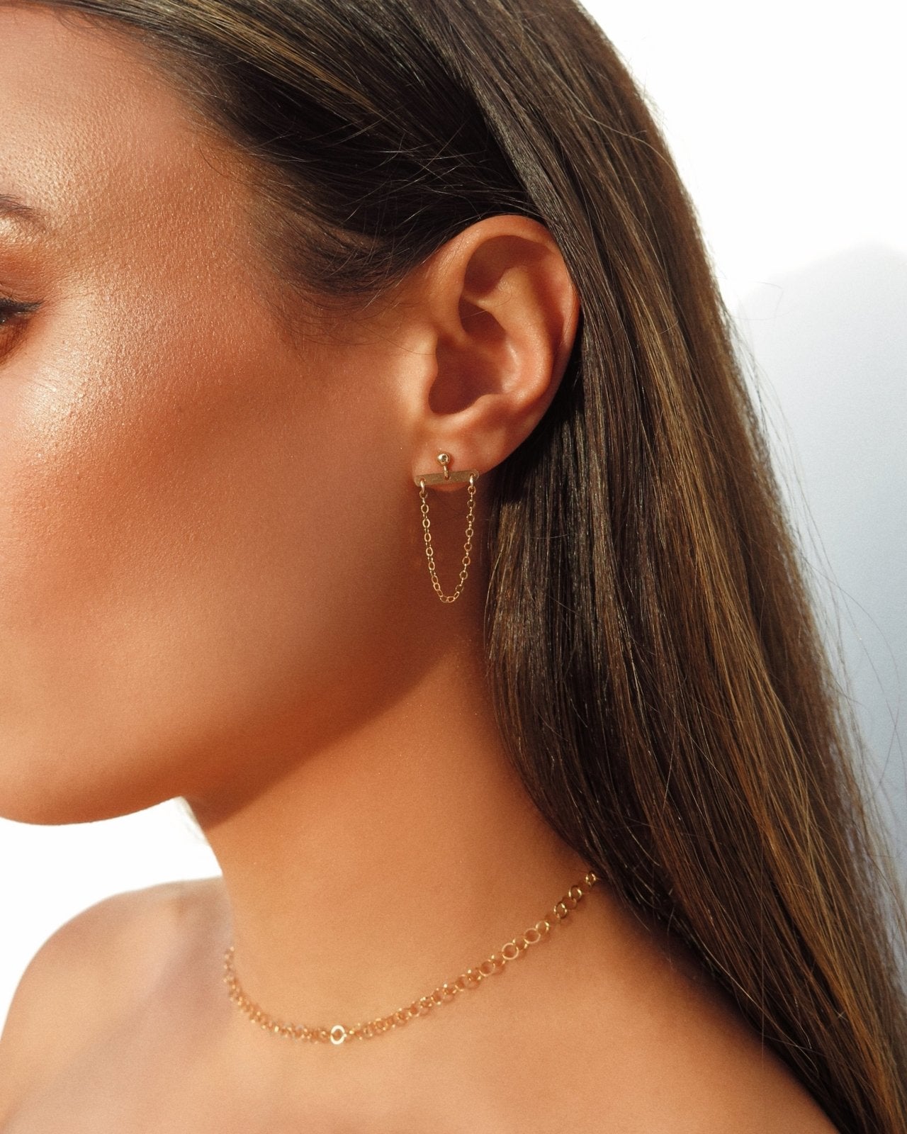 HANGING CHAIN EARRINGS - The Littl A$ A$ 14k Yellow Gold Drop Earrings  Earrings