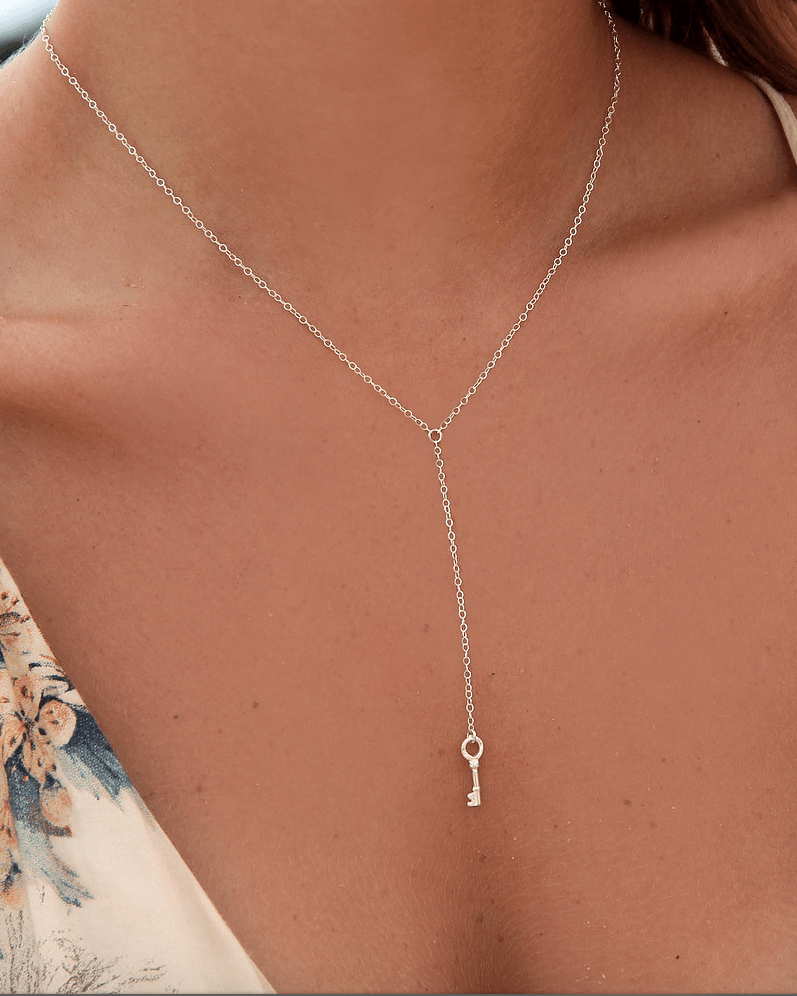 silver drop down necklace