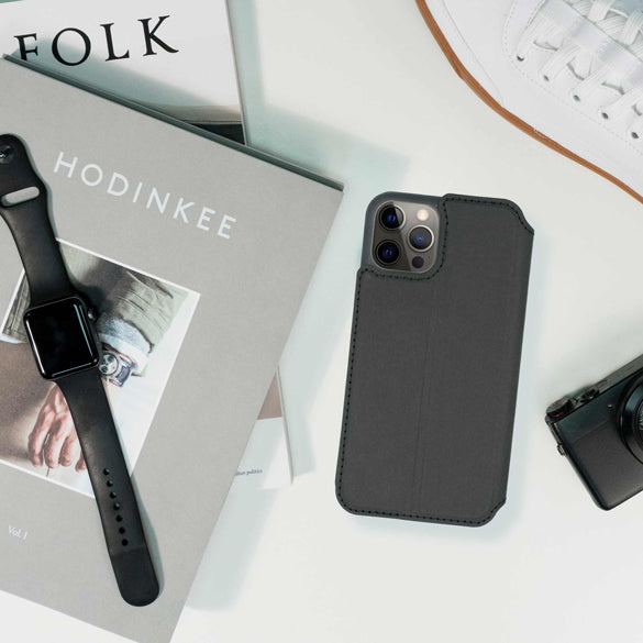 Black Biodegradable Flip Case Flatlay