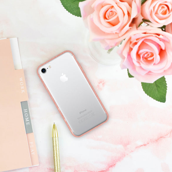 Transparent Pink Phone Case with Roses