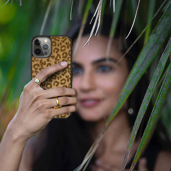 Woman Holding the Cheetah Print Phone Case